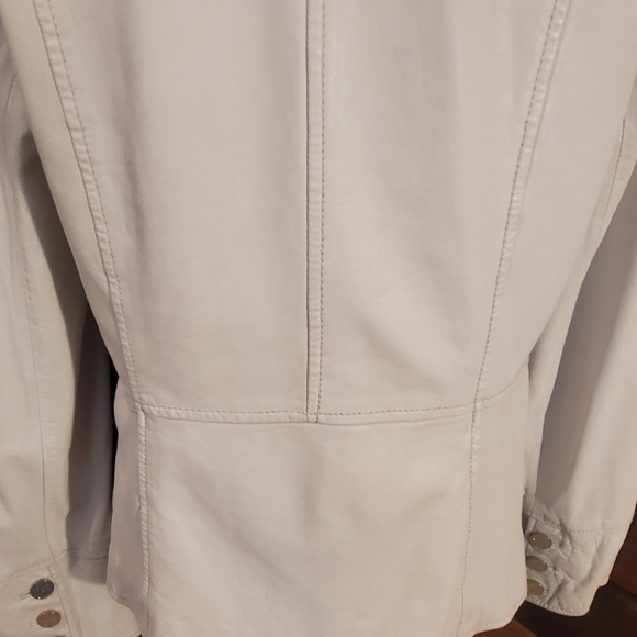 Tory Burch Leather Women's White Military Style Jacket Coat 14 Fits 10 12 - Picture 7 of 14